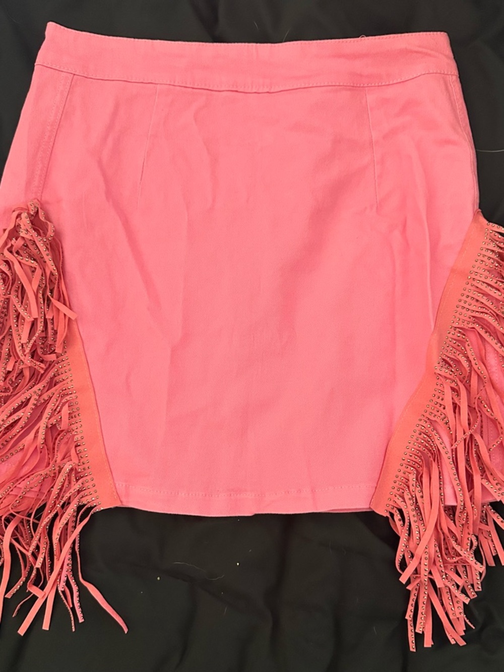 Women's Pink Fringe Mini Skirt